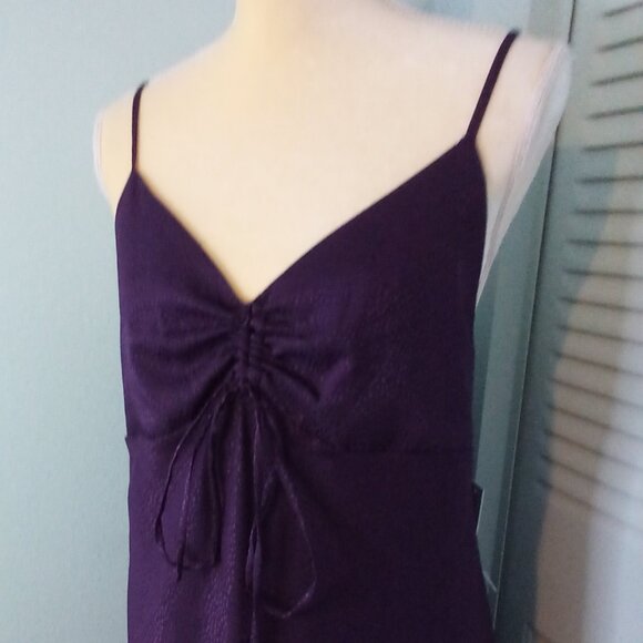 NWT EMMA & MICHELE PLUM PURPLE SLIP DRESS XL TIE CHEST SPAGHETTI STRAPS V-NECK - Picture 1 of 13
